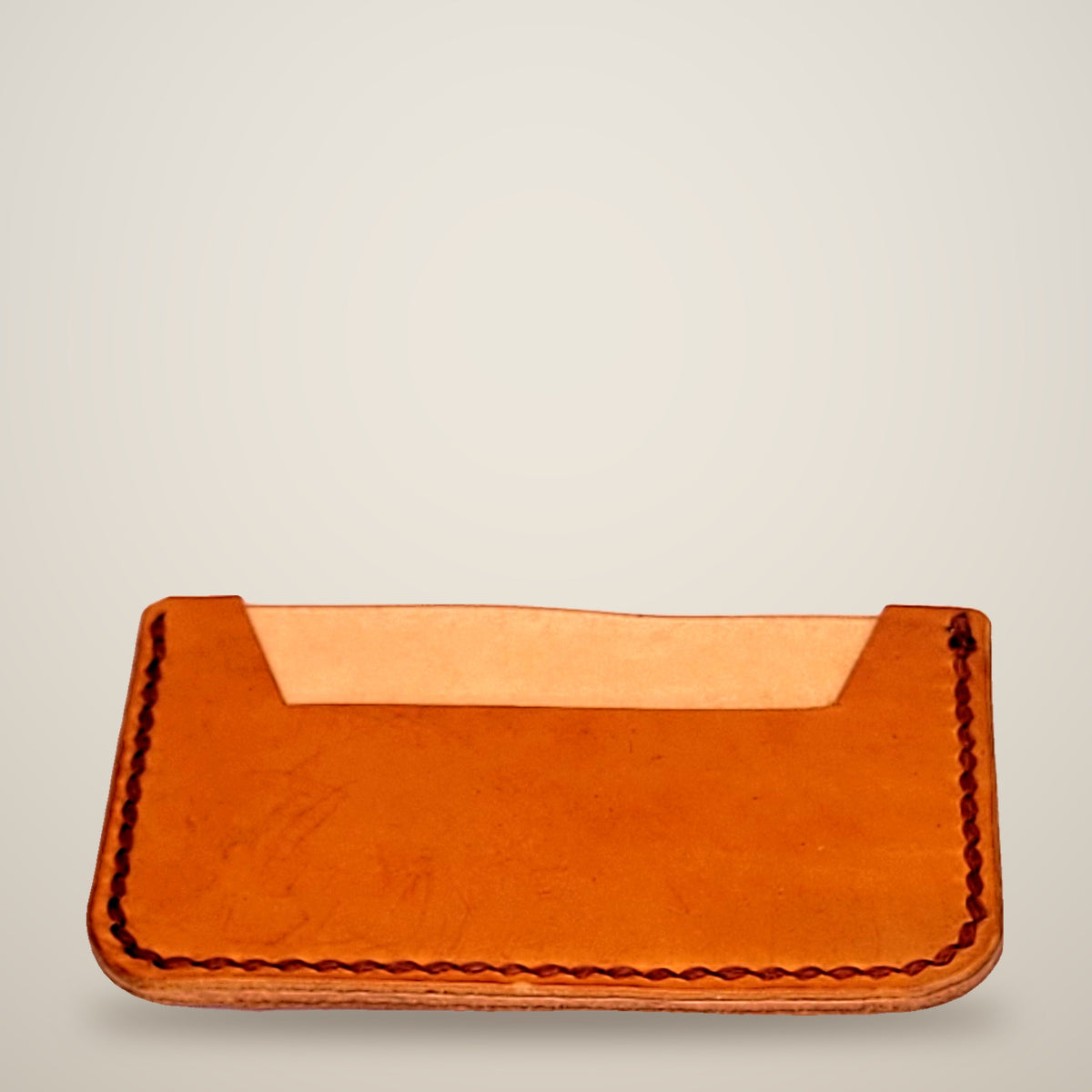 Trapezoid Card Wallet – Yellow & natural / burnt umber thread