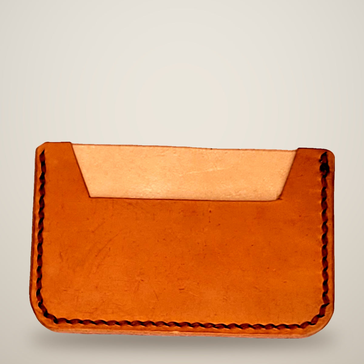 Trapezoid Card Wallet – Yellow & natural / burnt umber thread