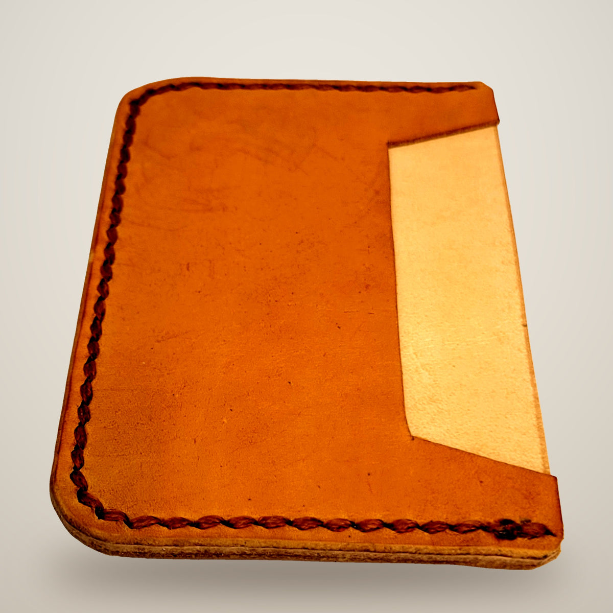 Trapezoid Card Wallet – Yellow & natural / burnt umber thread