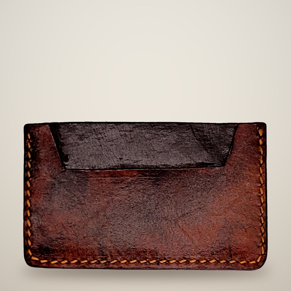 Trapezoid Card Wallet – Chocolate & brown / cream thread