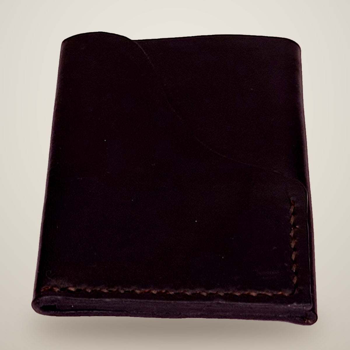 Vertical Push Card Wallet – Black / black thread