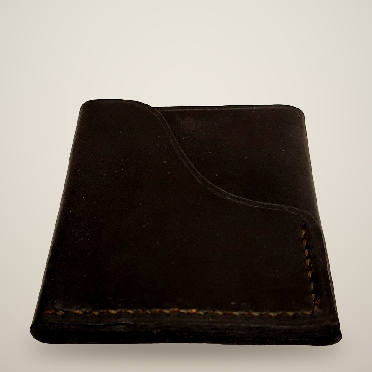 Vertical Push Card Wallet – Black / black thread