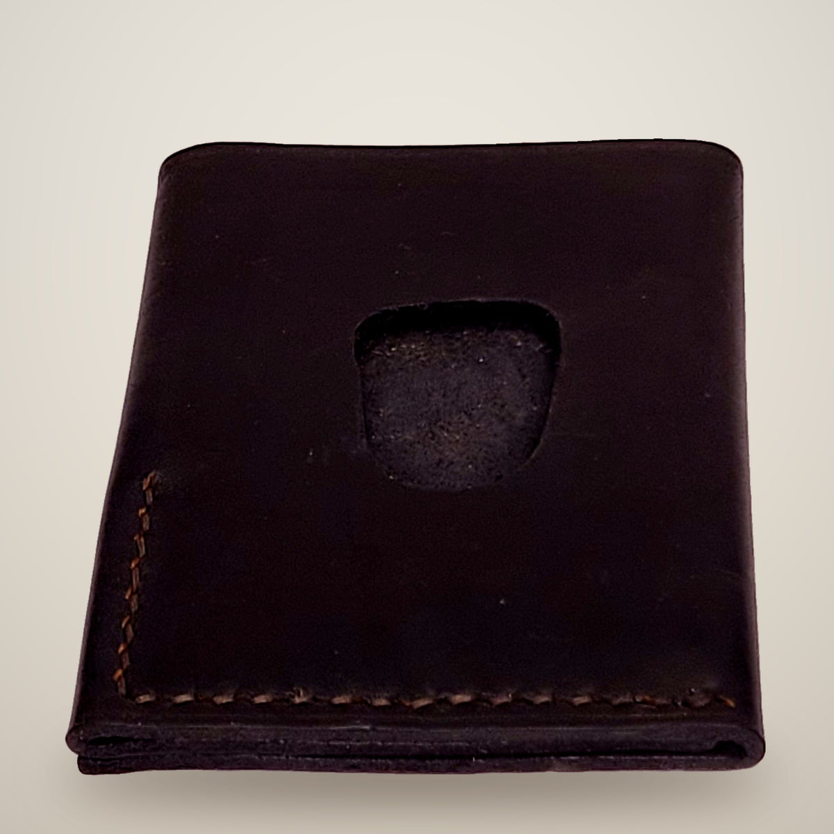 Vertical Push Card Wallet – Black / black thread