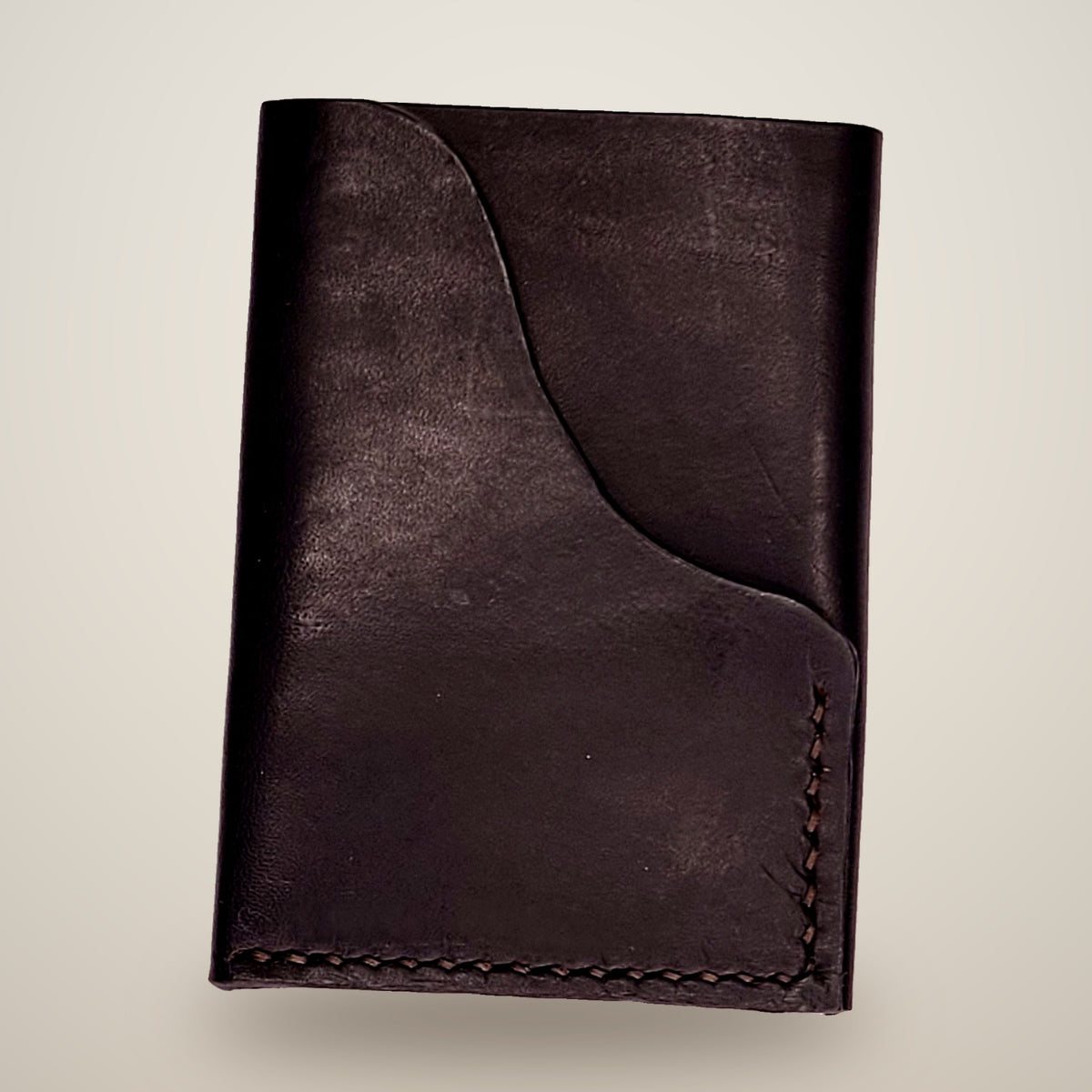 Vertical Push Card Wallet – Black / black thread