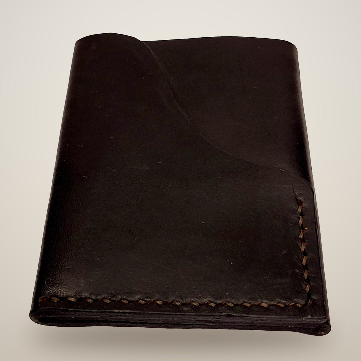 Vertical Push Card Wallet – Black / black thread