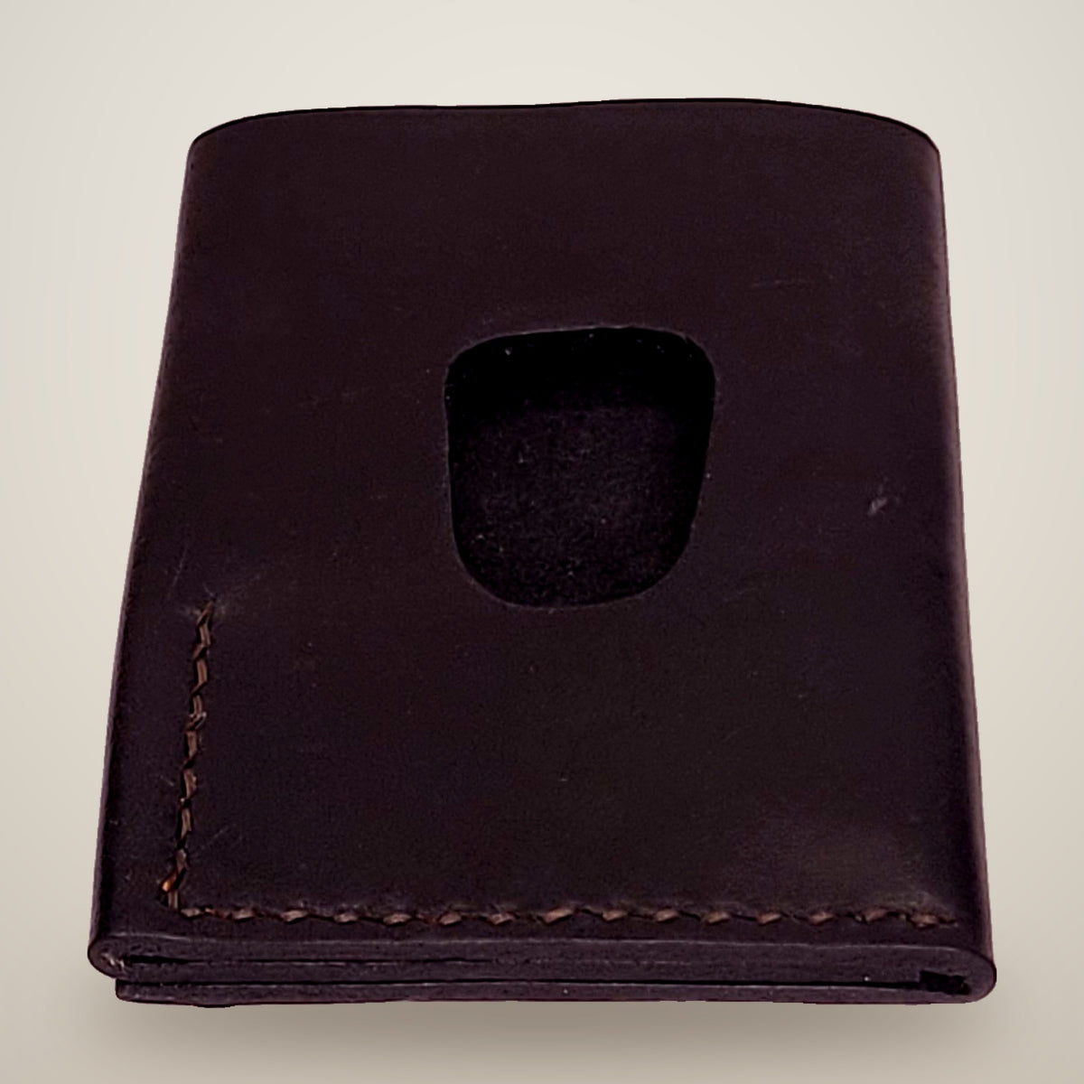 Vertical Push Card Wallet – Black / black thread