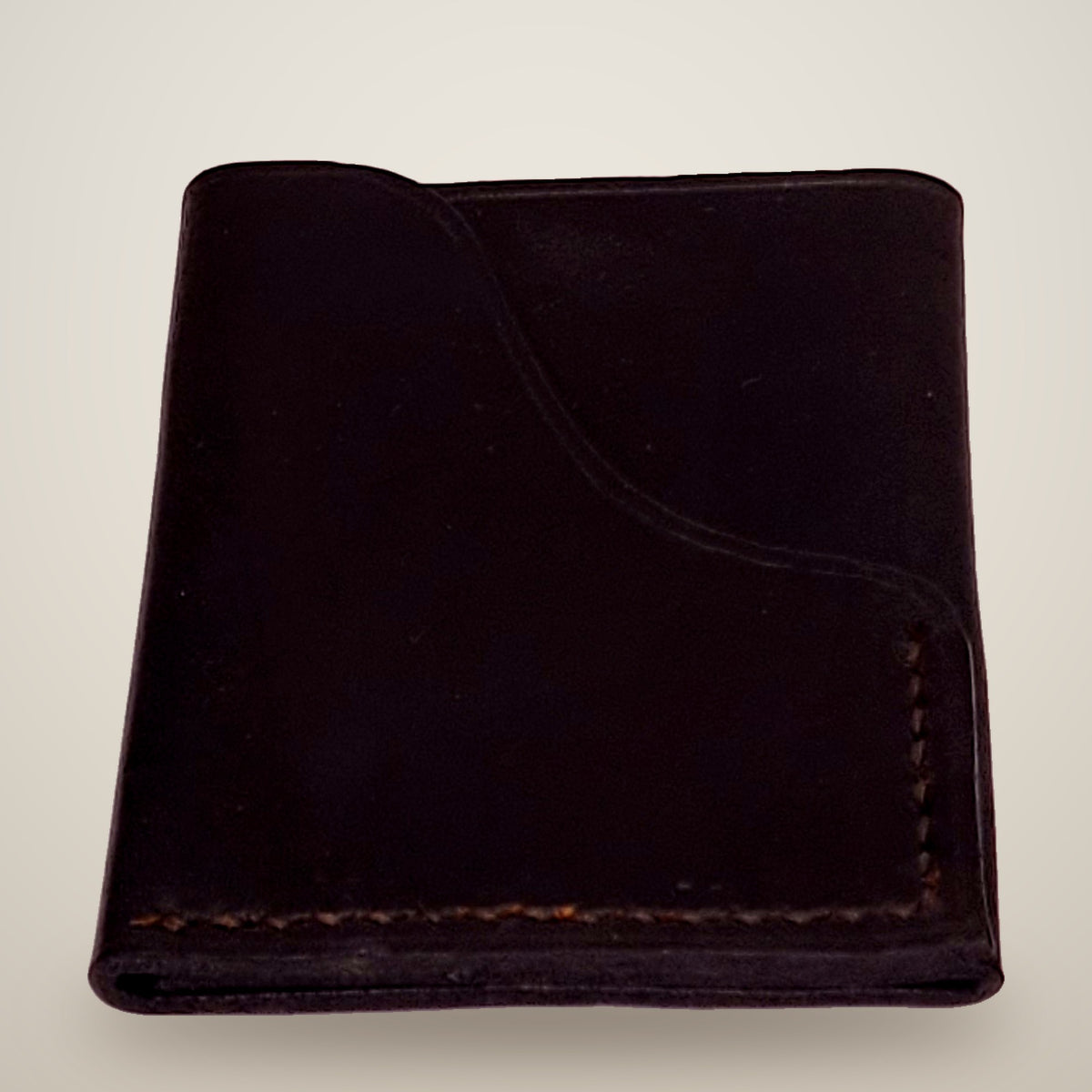 Vertical Push Card Wallet – Black / black thread