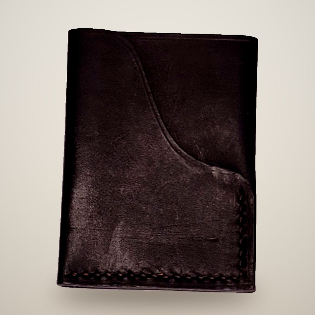 Vertical Push Card Wallet – Black / black thread