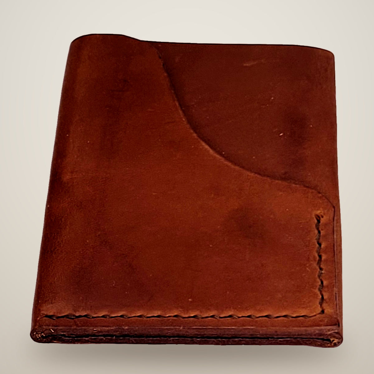 Vertical Push Card Wallet – Tan / dark brown thread