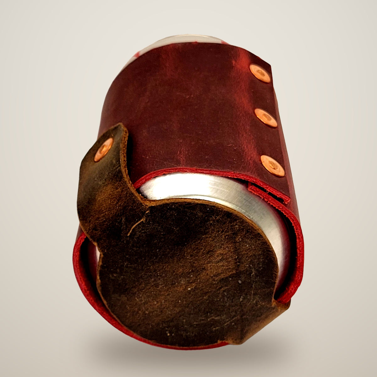 Leather Coo Z – Standard – volcano & chocolate strap, copper rivets