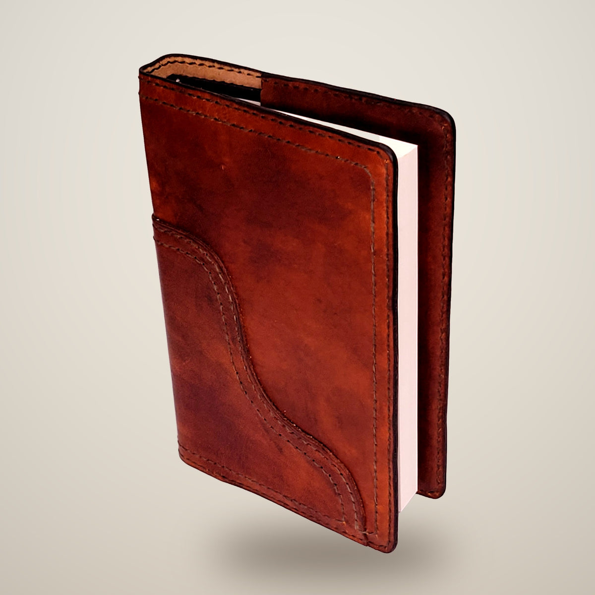 Medium Two-Layer Notebook Cover – Decorative Stitch (Sketchbook Included) – Brown / dark brown thread
