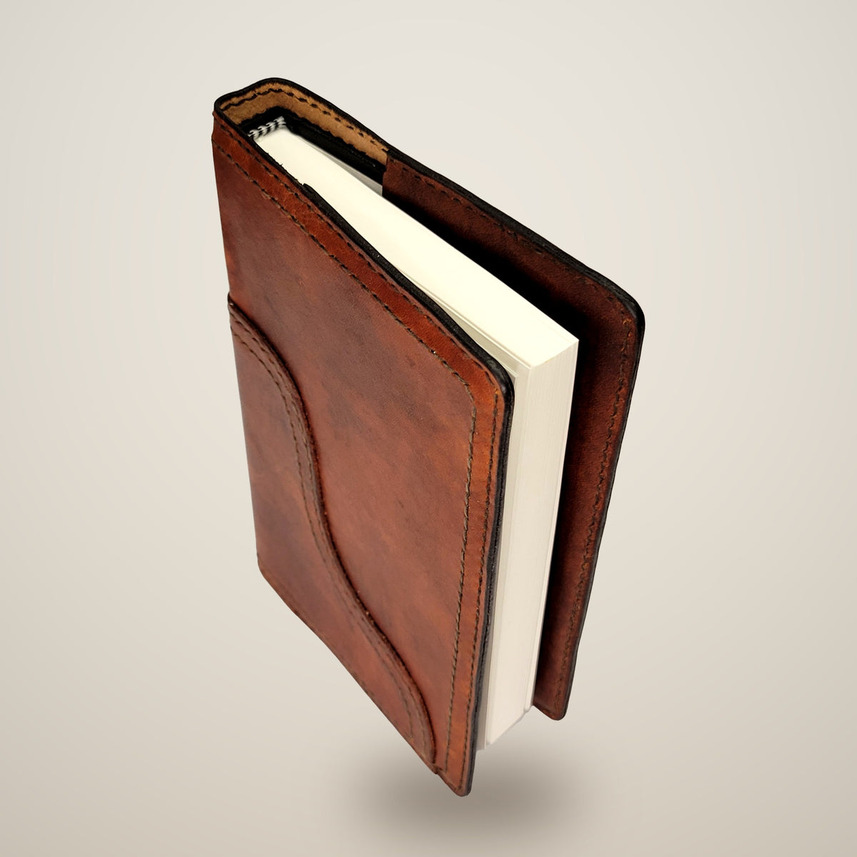 Medium Two-Layer Notebook Cover – Decorative Stitch (Sketchbook Included) – Brown / dark brown thread