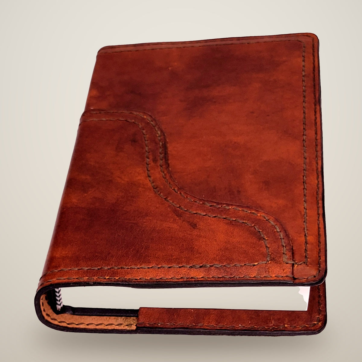 Medium Two-Layer Notebook Cover – Decorative Stitch (Sketchbook Included) – Brown / dark brown thread
