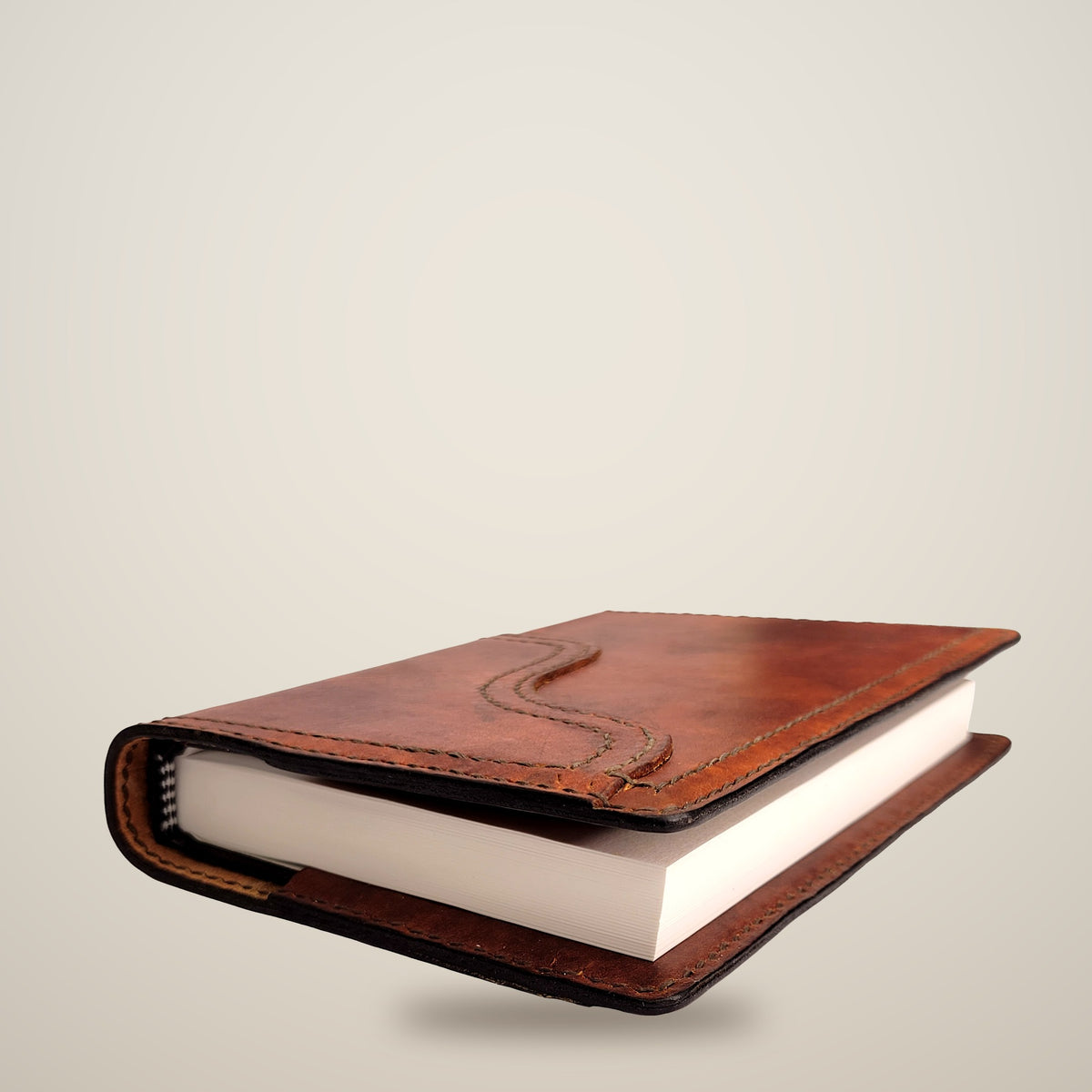 Medium Two-Layer Notebook Cover – Decorative Stitch (Sketchbook Included) – Brown / dark brown thread