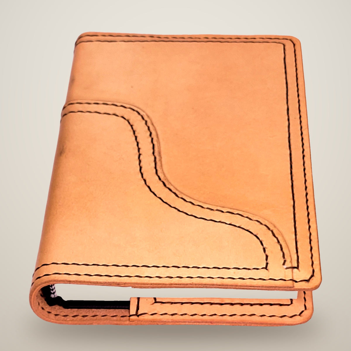 Medium Two-Layer Notebook Cover – Decorative Stitch (Sketchbook Included) – Natural / dark brown thread