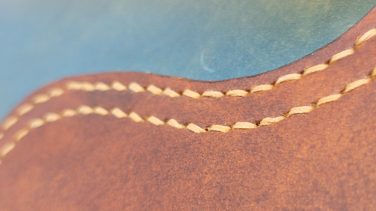 Medium Two-Layer Notebook Cover – Decorative Stitch (Sketchbook Included) – Aquasurf & light brown / tan & dark brown thread