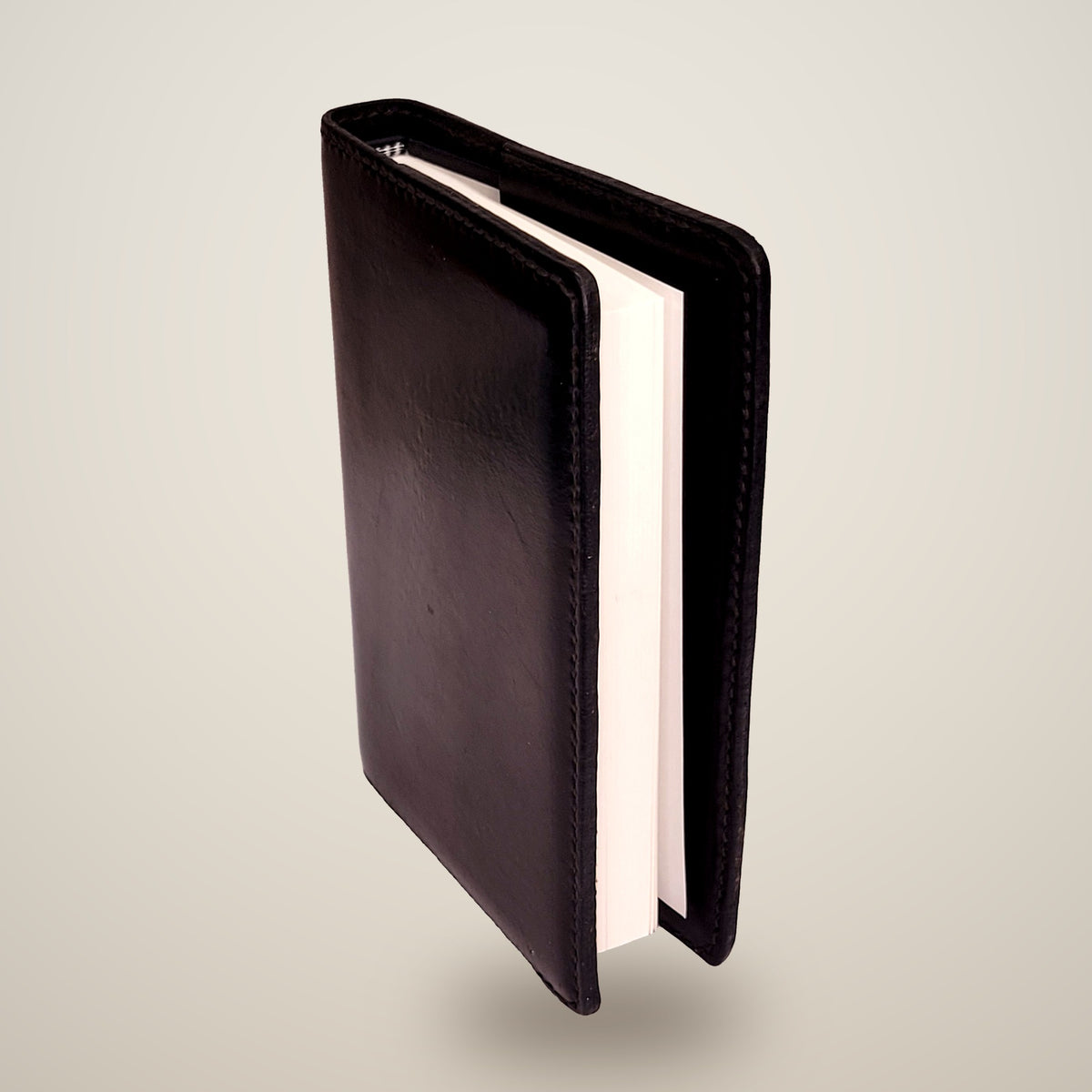 Medium Leather Notebook Cover (Sketchbook Included) – Black / black thread