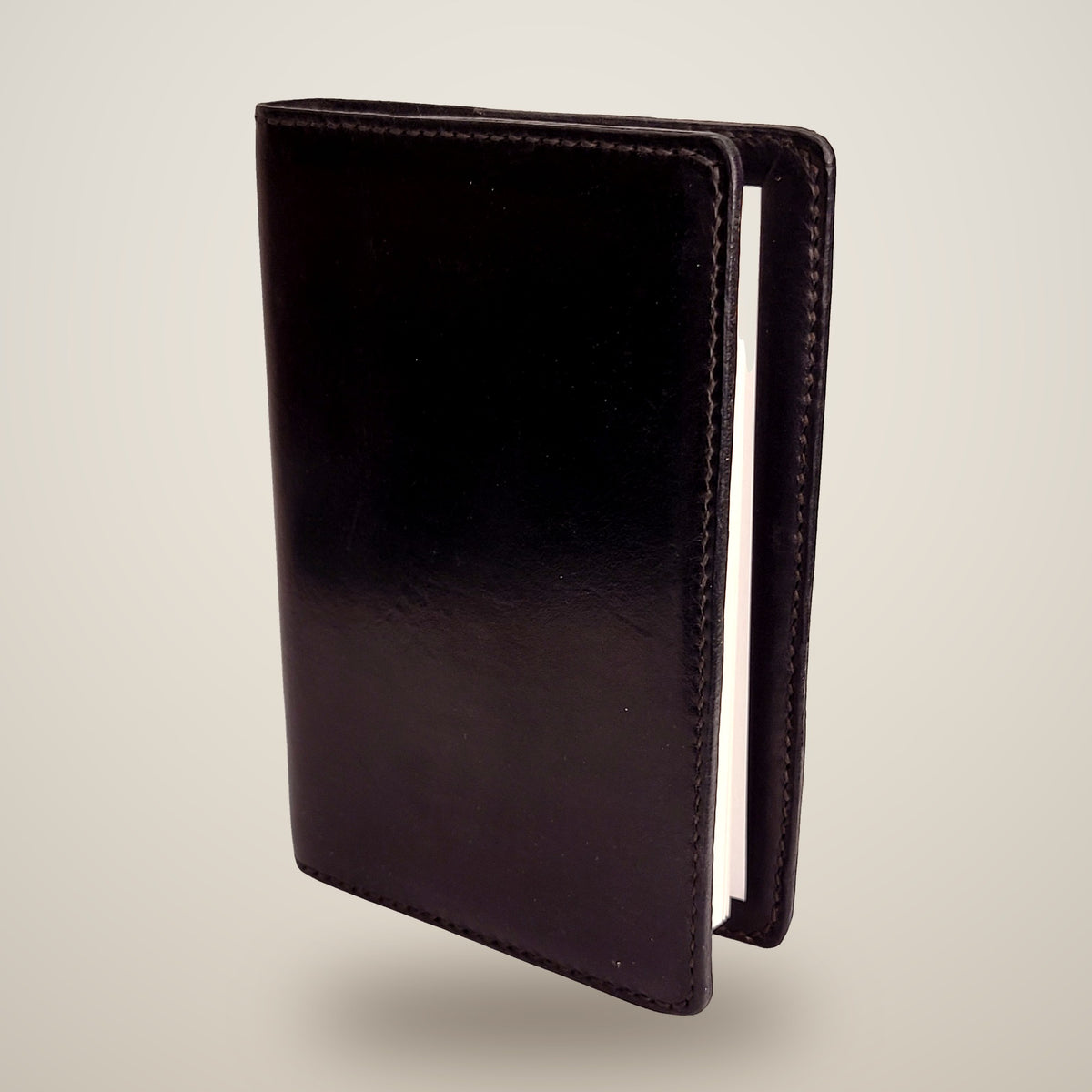 Medium Leather Notebook Cover (Sketchbook Included) – Black / black thread