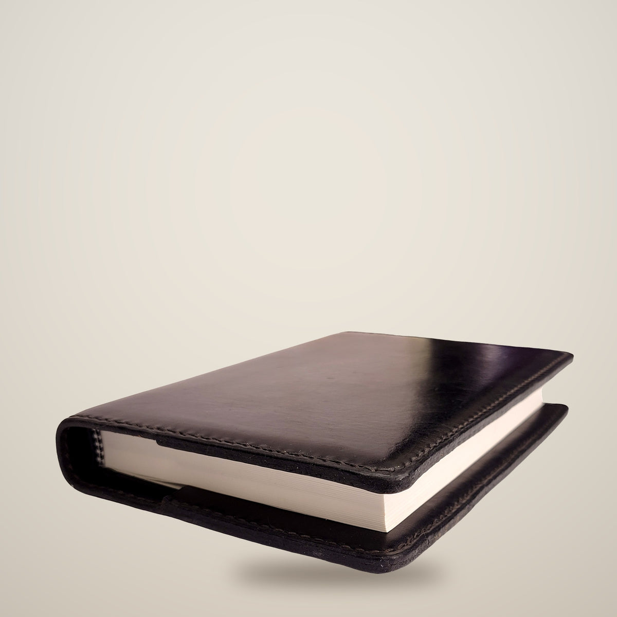 Medium Leather Notebook Cover (Sketchbook Included) – Black / black thread