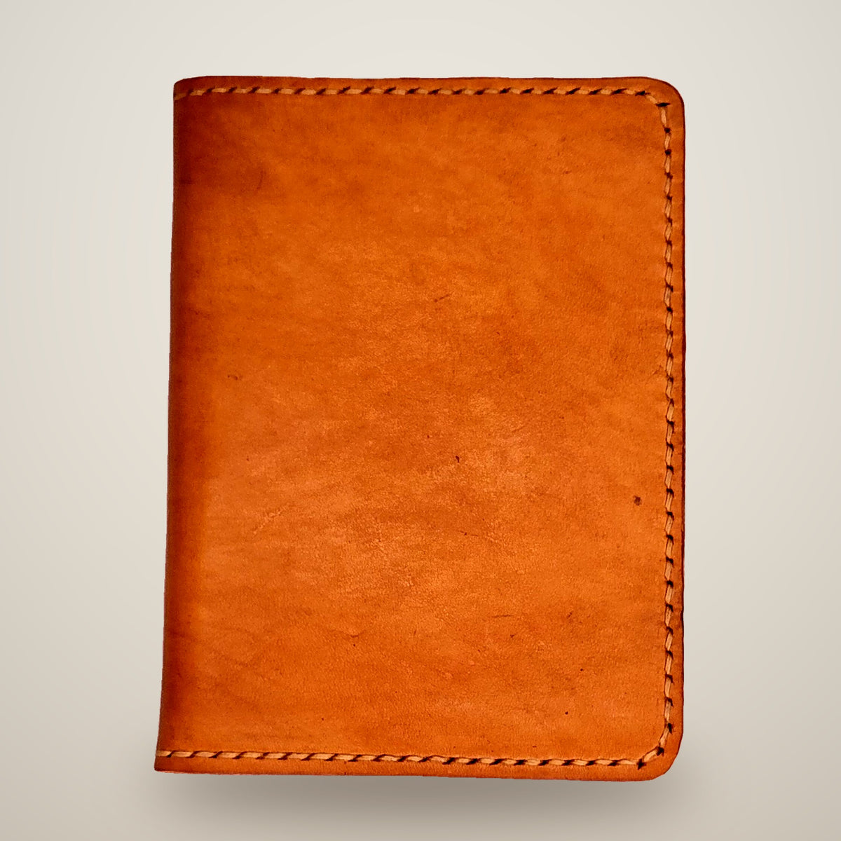 Small Leather Notebook Cover – Decorative Stitch (Notebook Included) – Yellow / tan thread