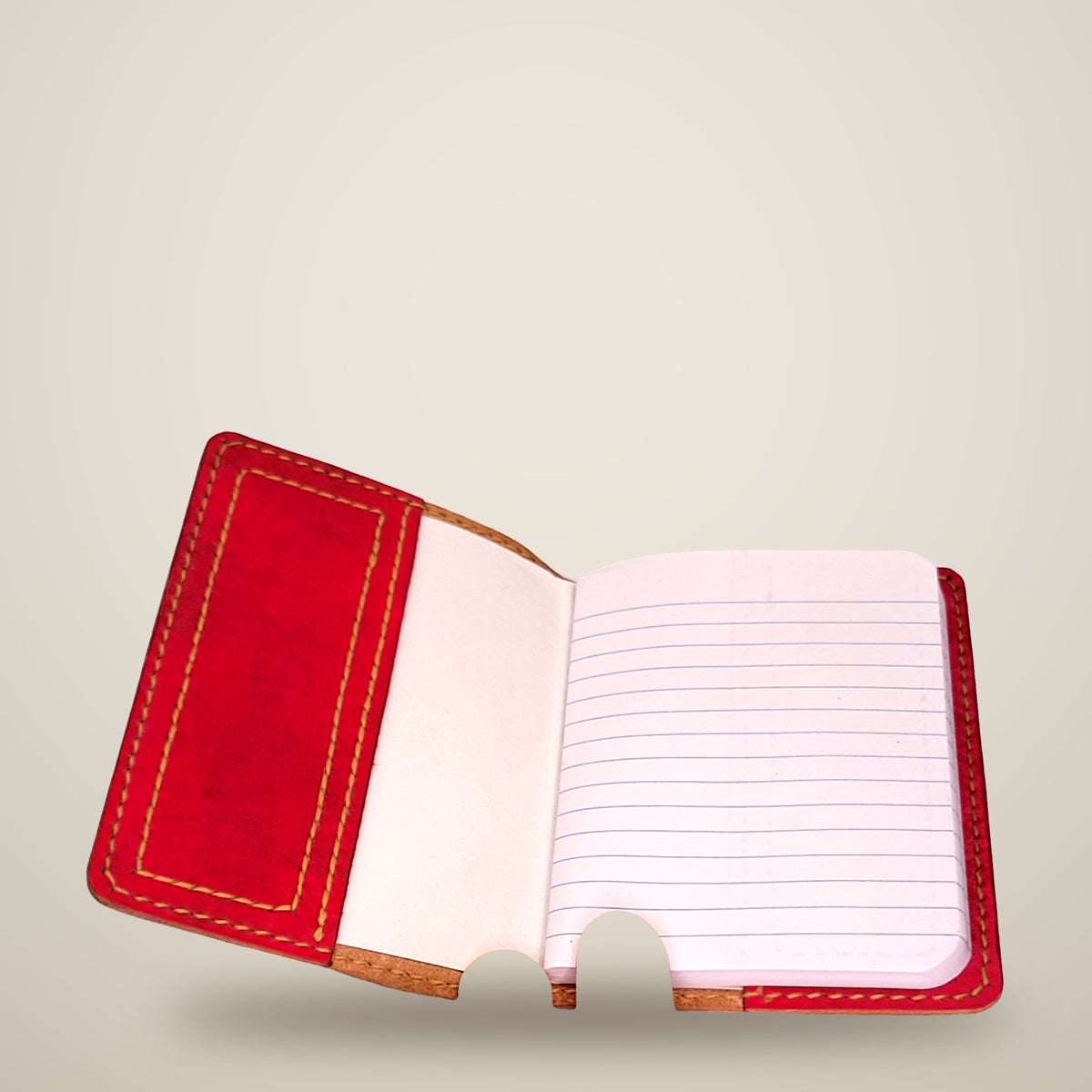 Small Leather Notebook Cover – Decorative Stitch (Notebook Included) – Aquasurf & coral pink / tan thread