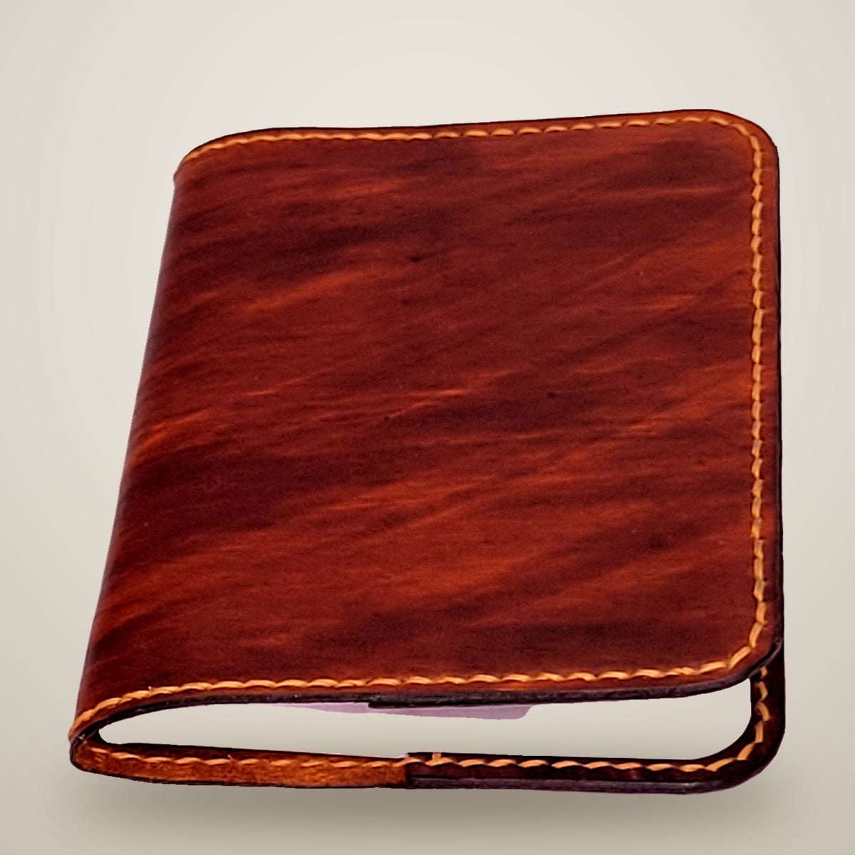 Small Leather Notebook Cover (Notebook Included) – Brown / gold thread