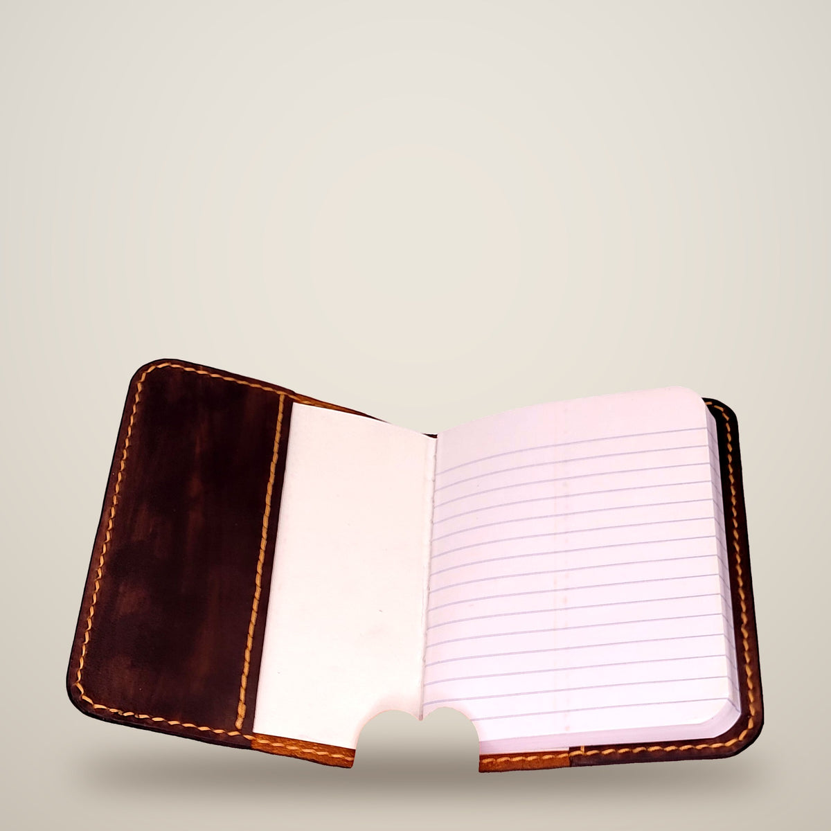 Small Leather Notebook Cover (Notebook Included) – Brown / gold thread