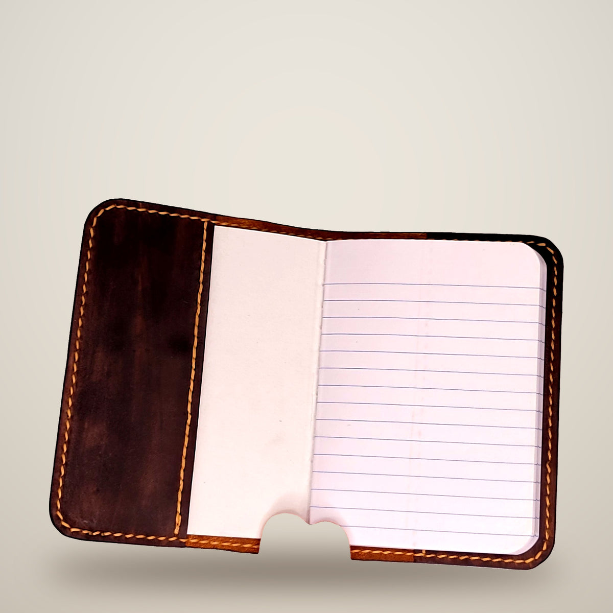 Small Leather Notebook Cover (Notebook Included) – Brown / gold thread