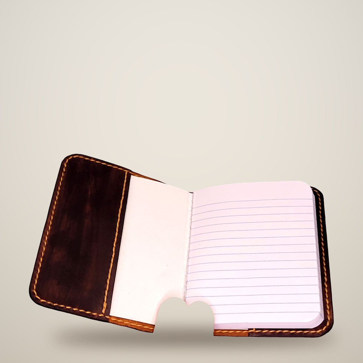 Small Leather Notebook Cover (Notebook Included) – Brown / gold thread