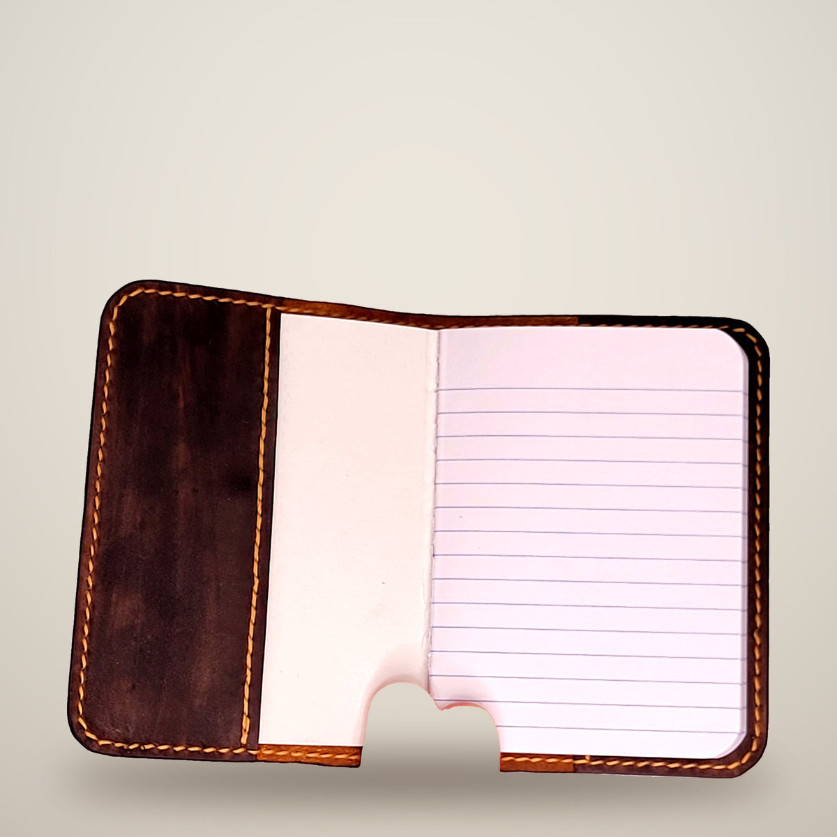 Small Leather Notebook Cover (Notebook Included) – Brown / gold thread
