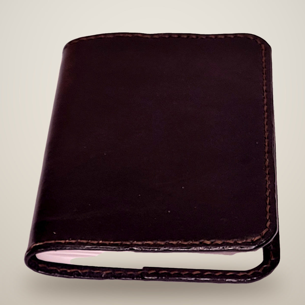 Small Leather Notebook Cover (Notebook Included) – Black / black thread