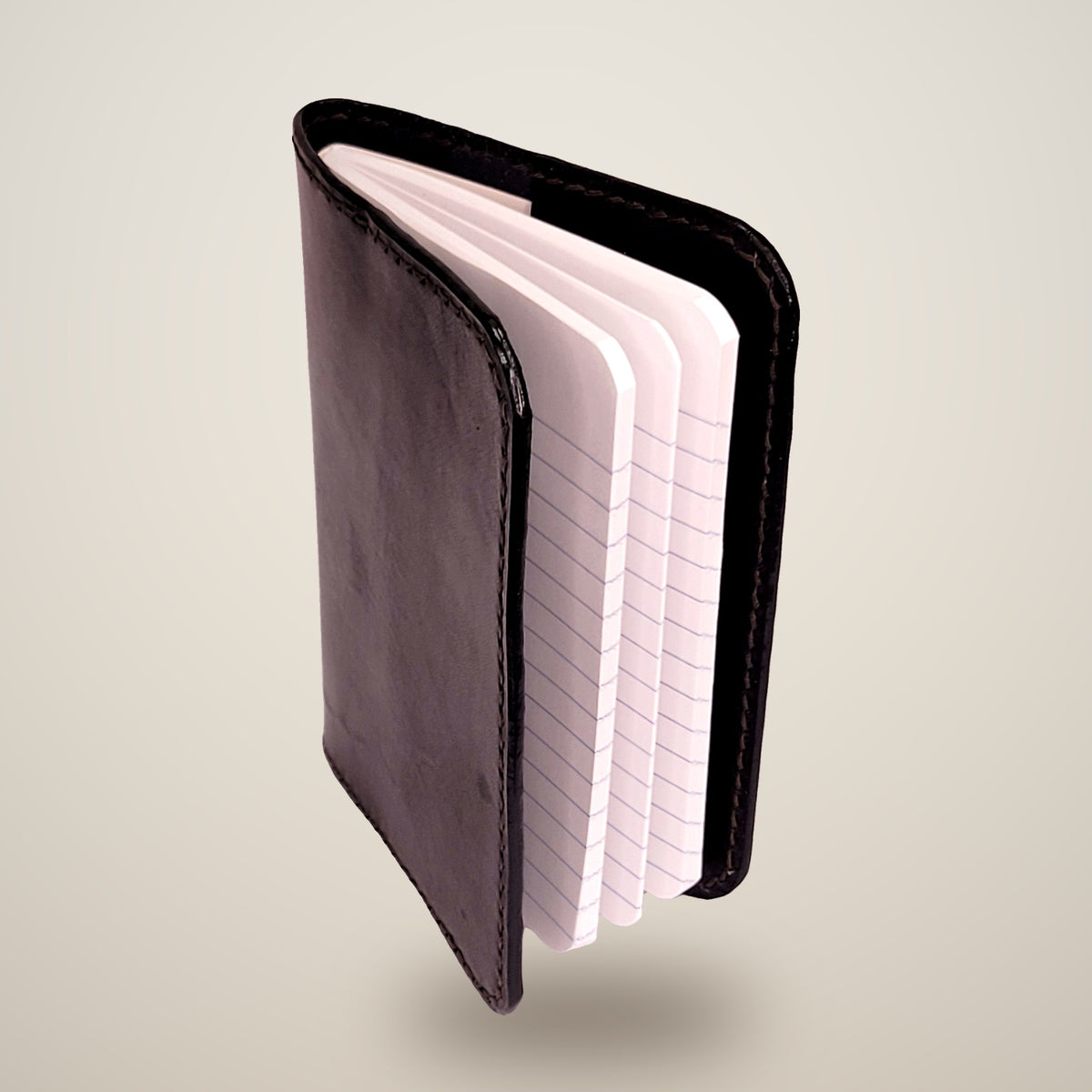 Small Leather Notebook Cover (Notebook Included) – Black / black thread