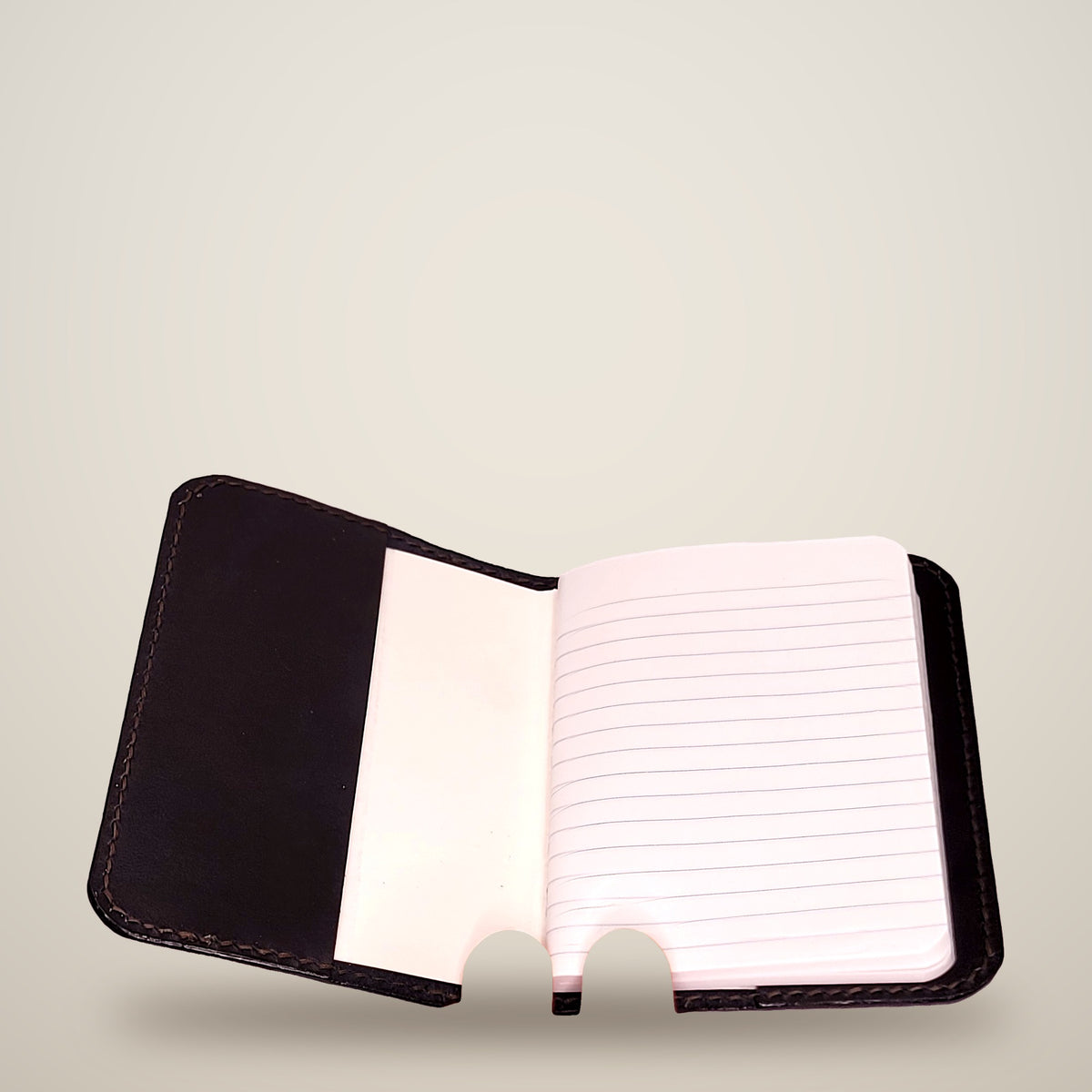 Small Leather Notebook Cover (Notebook Included) – Black / black thread