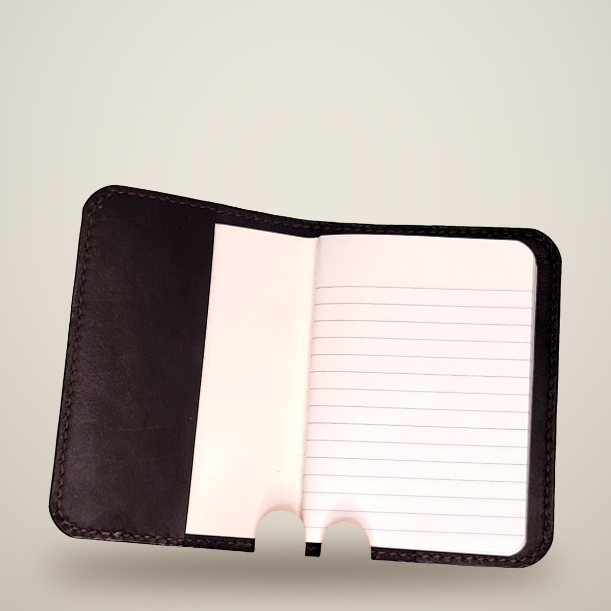 Small Leather Notebook Cover (Notebook Included) – Black / black thread
