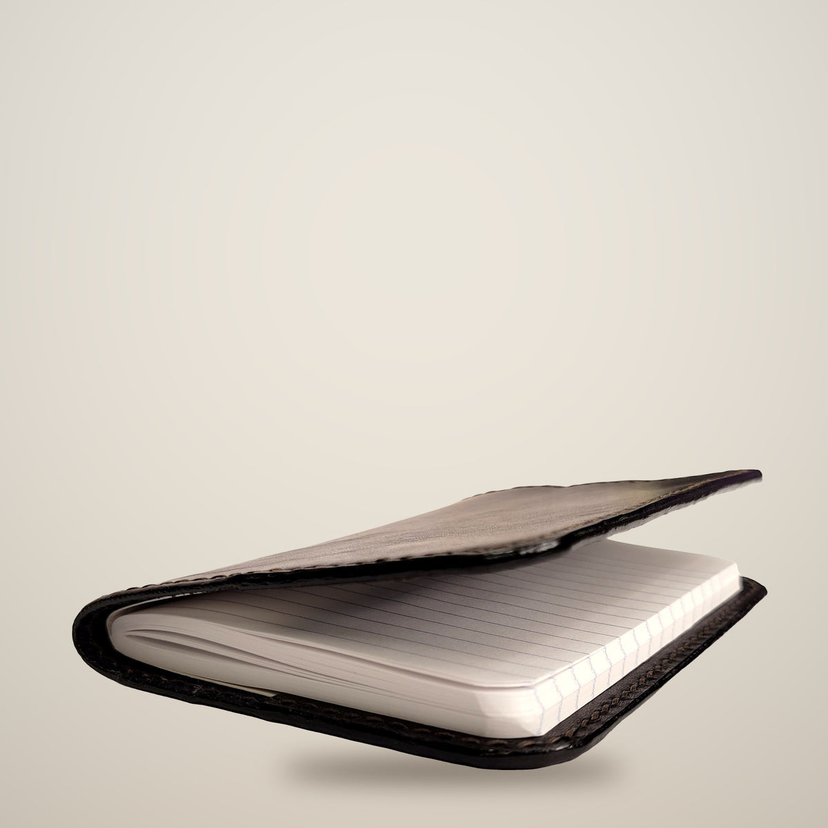 Small Leather Notebook Cover (Notebook Included) – Black / black thread