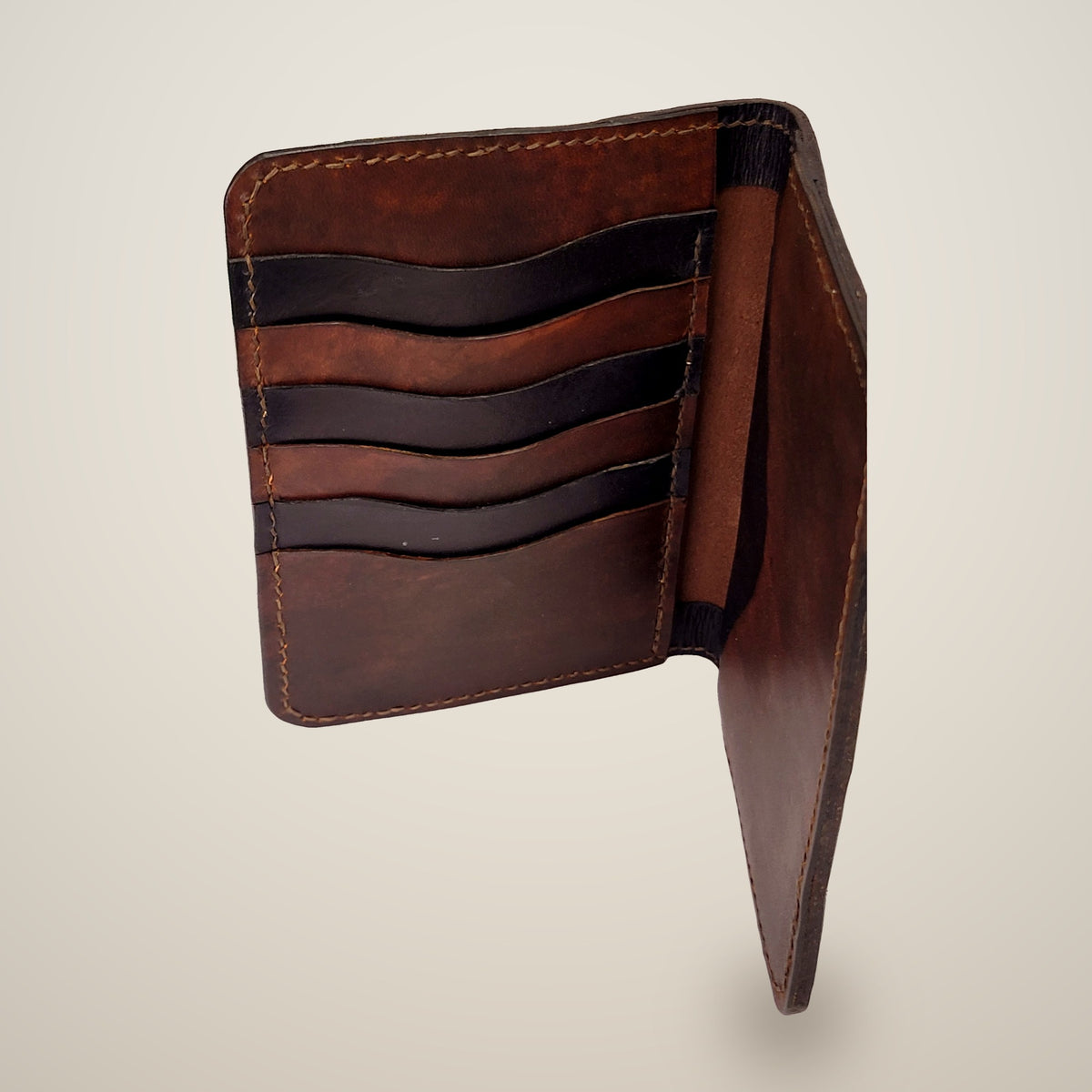 Medium Leather Passport Wallet – Brown, black & brown pockets / dark brown thread