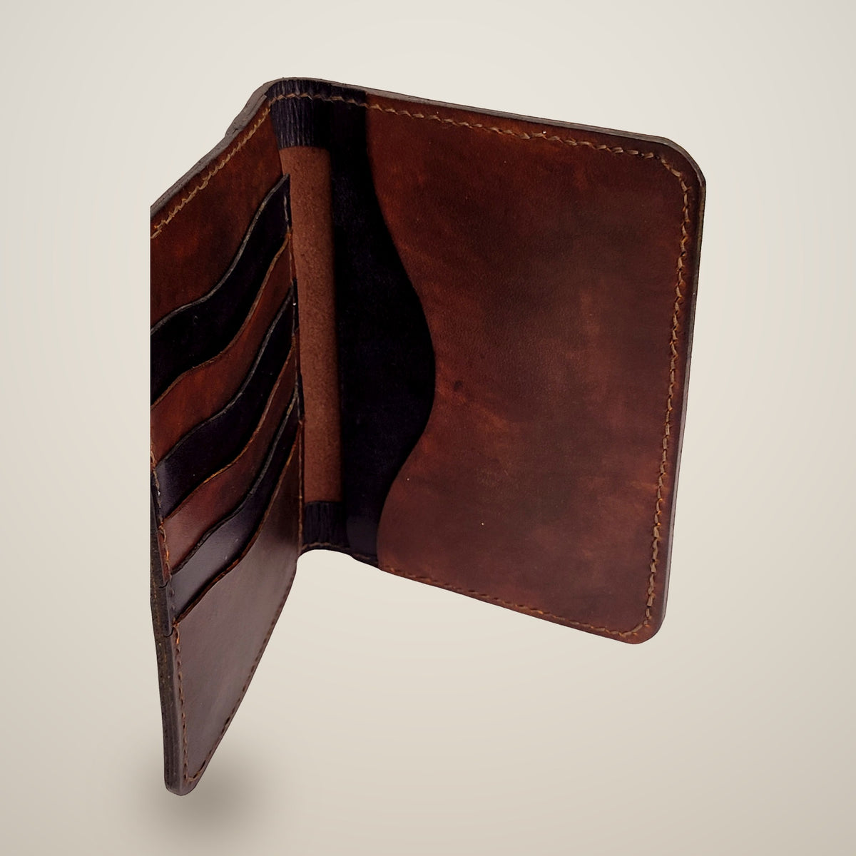 Medium Leather Passport Wallet – Brown, black & brown pockets / dark brown thread