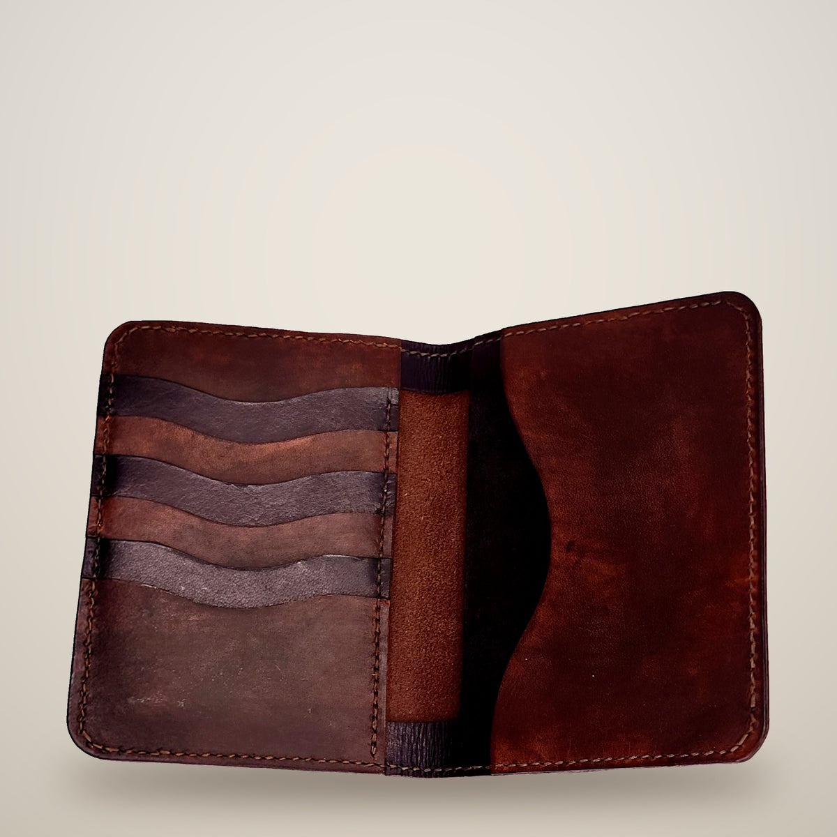 Medium Leather Passport Wallet – Brown, black & brown pockets / dark brown thread