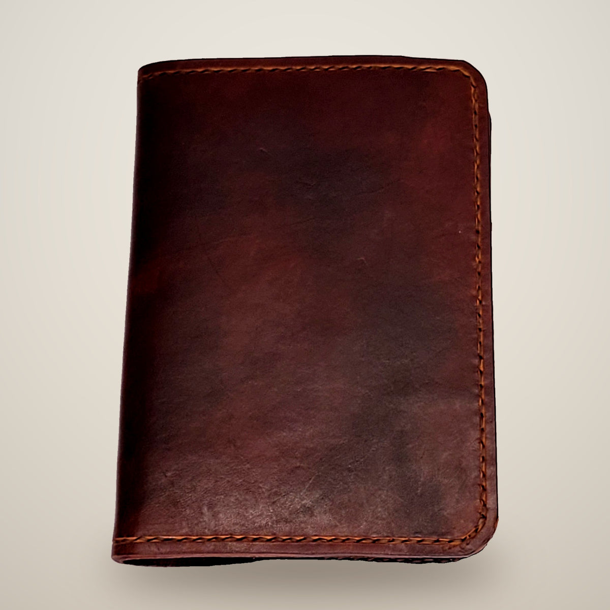 Small Leather Passport Wallet – Dark brown & black, denim lining