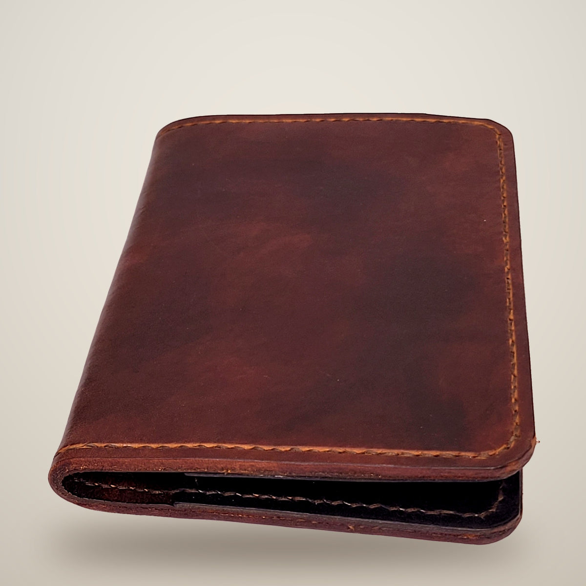 Small Leather Passport Wallet – Dark brown & black, denim lining