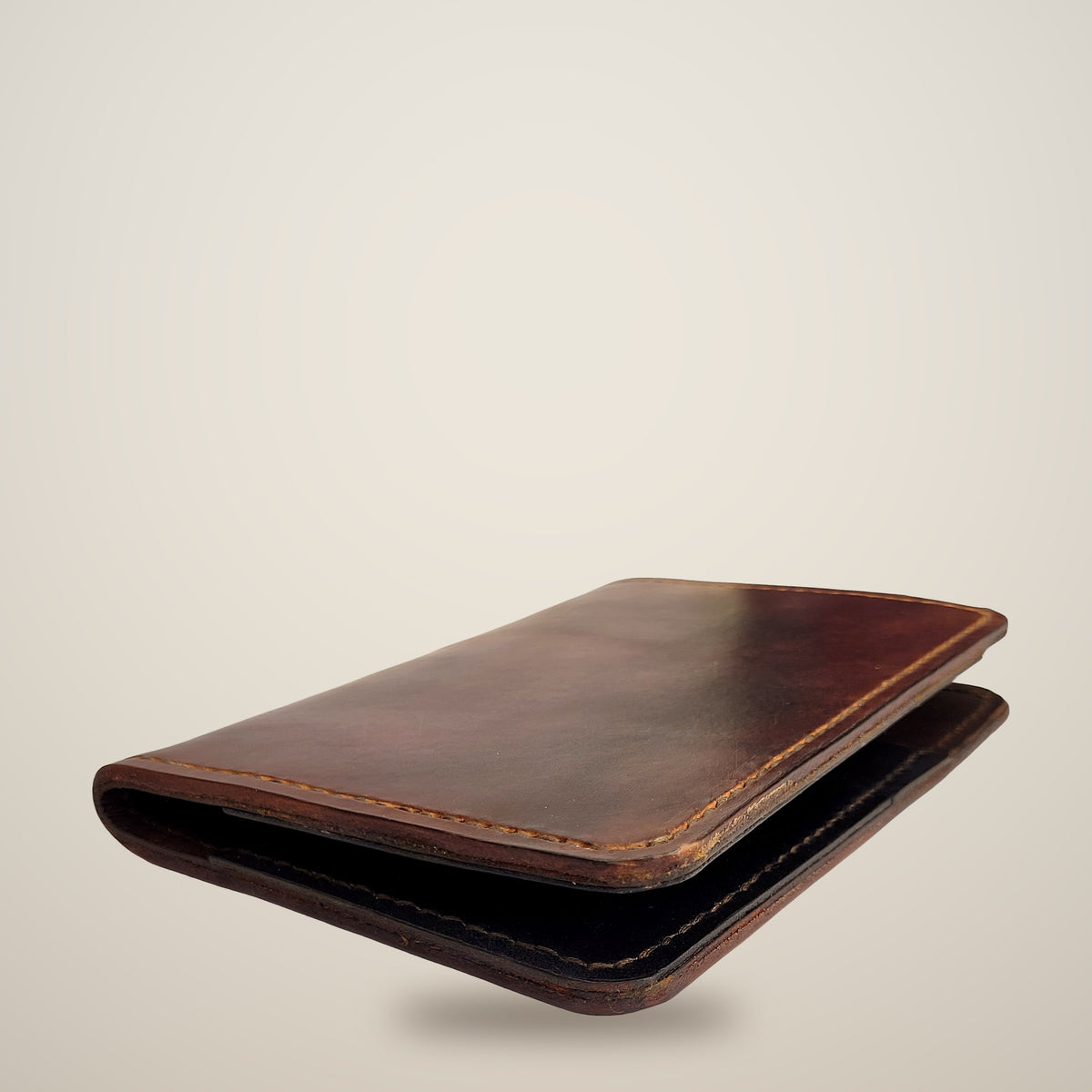 Small Leather Passport Wallet – Dark brown & black, denim lining