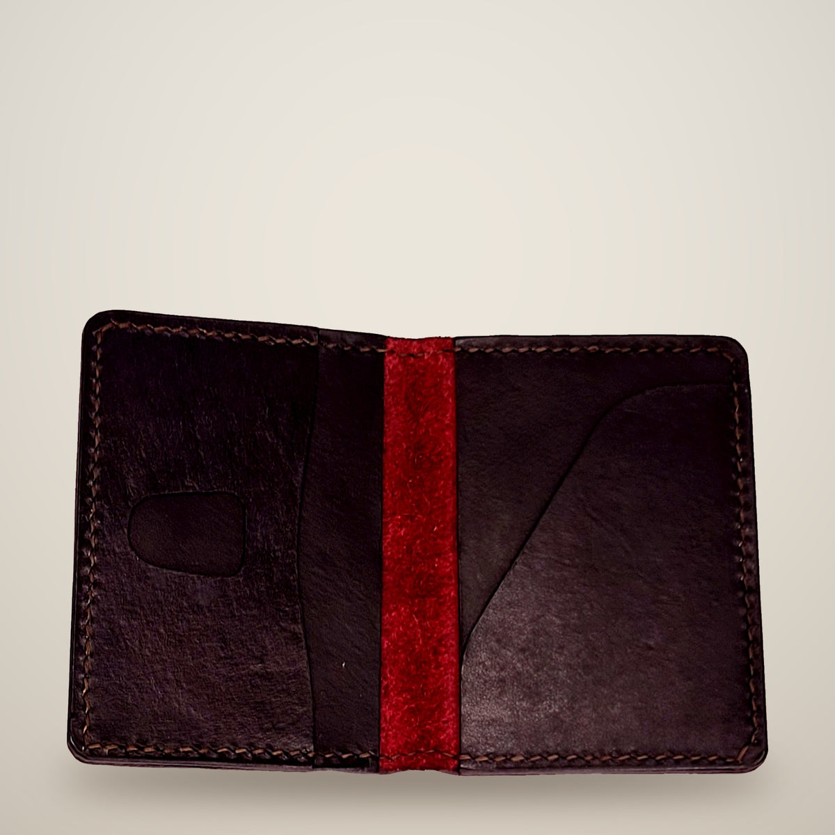 Four-Slot Wallet – Dark red, black panels
