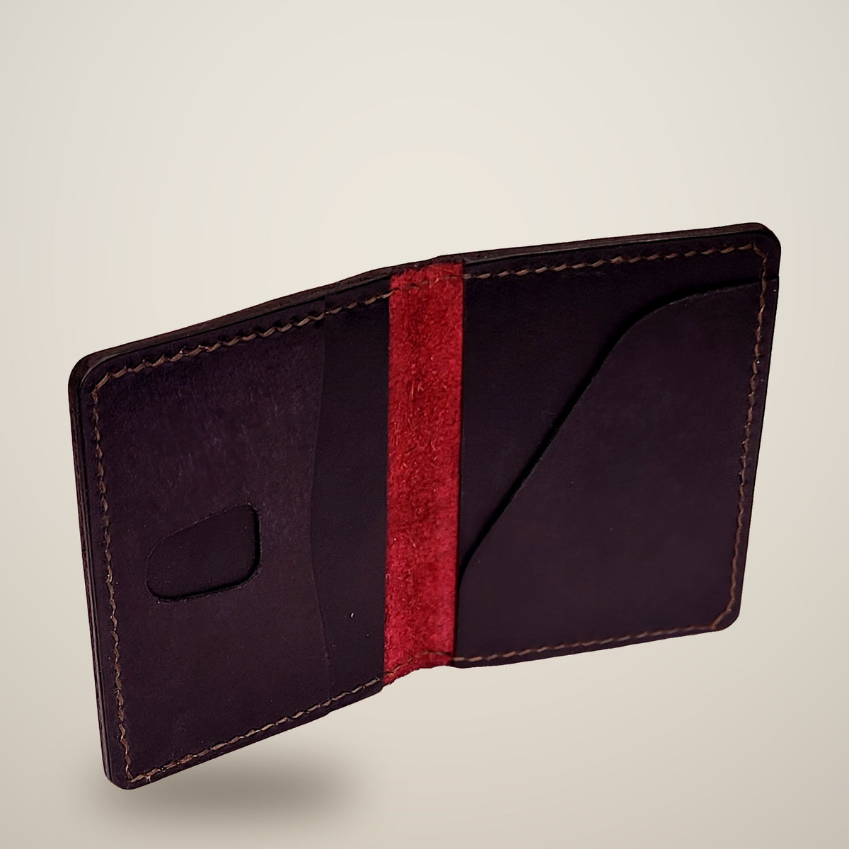 Four-Slot Wallet – Dark red, black panels