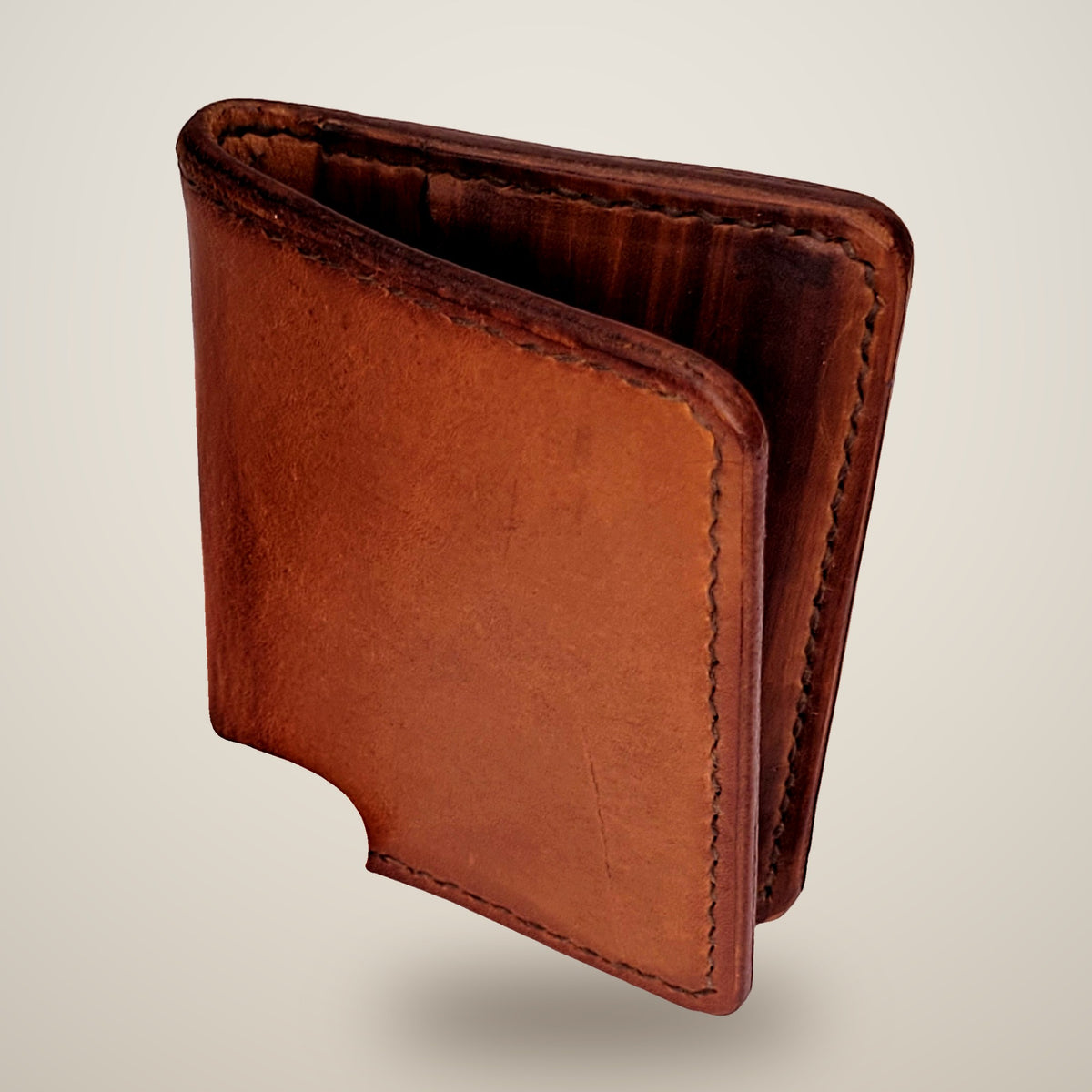 Small Lined Wallet – Thick – tan, brown panels, light denim lining