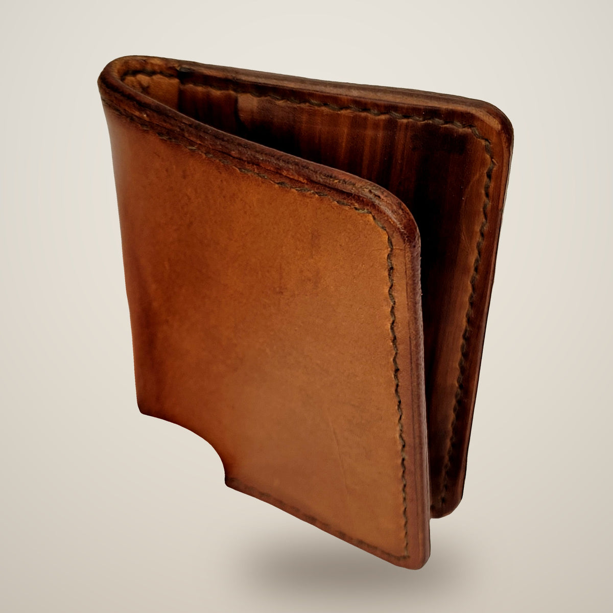 Small Lined Wallet – Thick – tan, brown panels, light denim lining