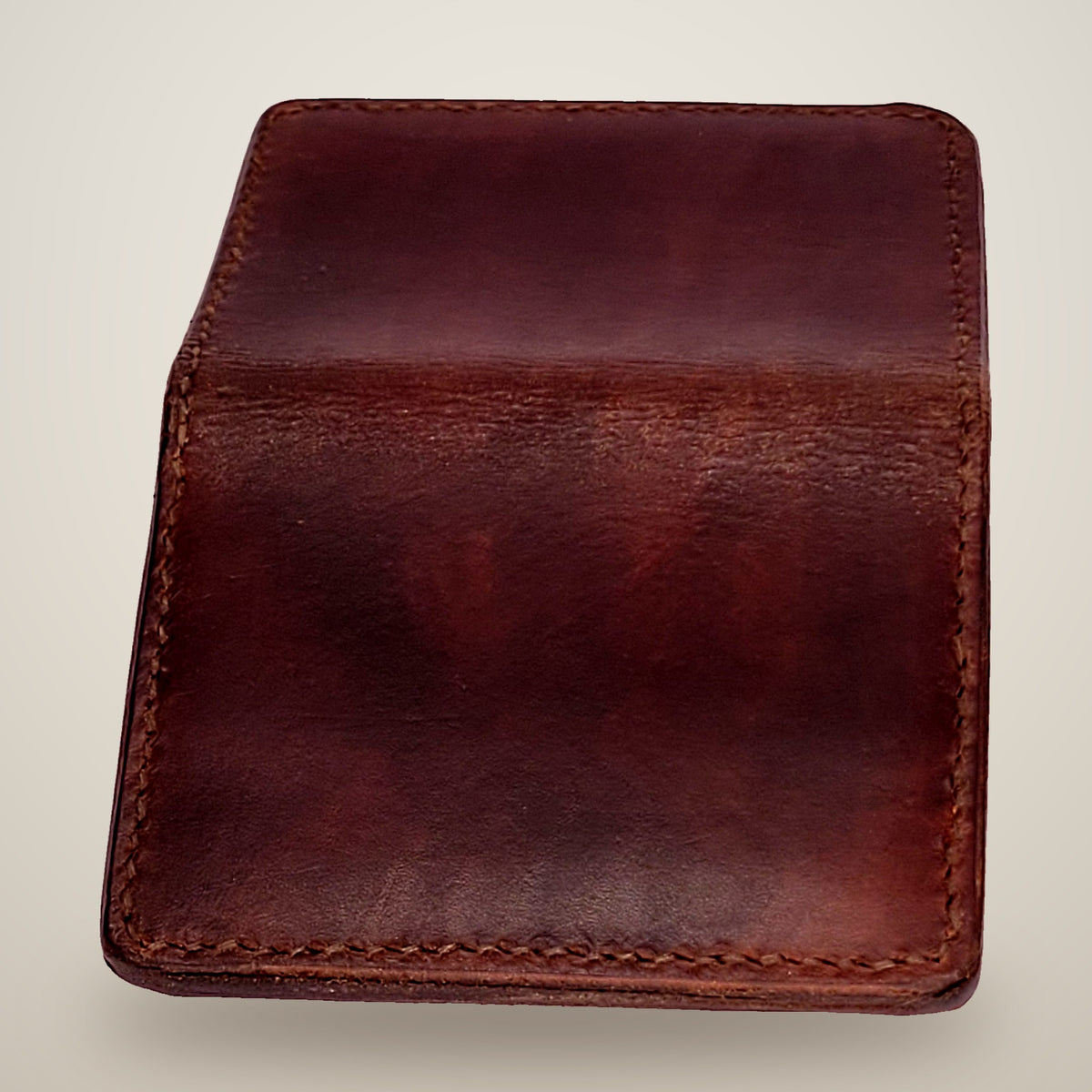 Small Lined Wallet – Chunky – dark brown, denim lining, tan panel