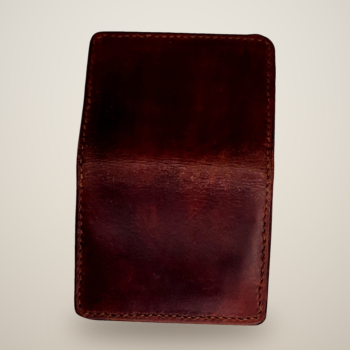 Small Lined Wallet – Chunky – dark brown, denim lining, tan panel