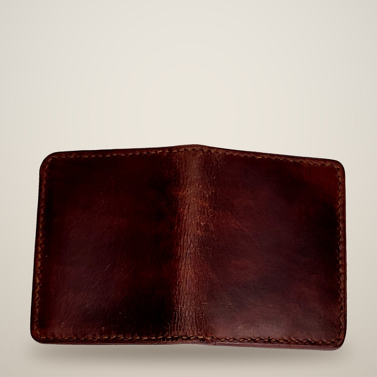 Small Lined Wallet – Chunky – dark brown, denim lining, tan panel